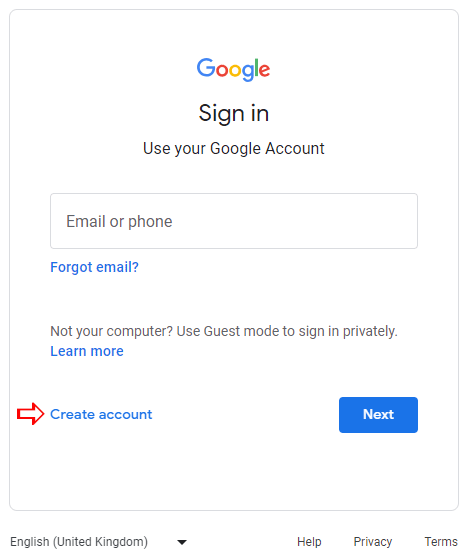 Google Account create new