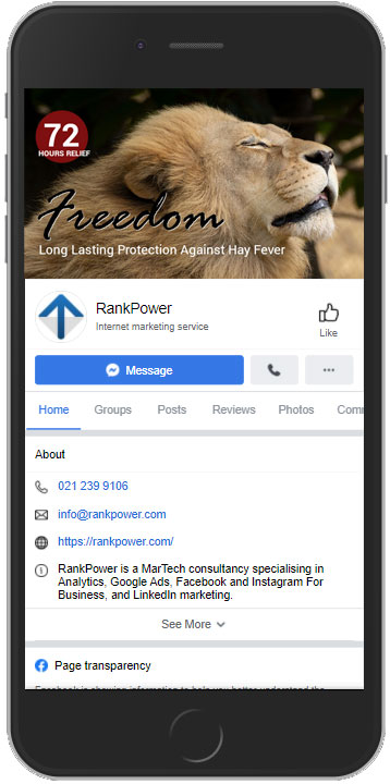 simulated facebook cover image on mobile